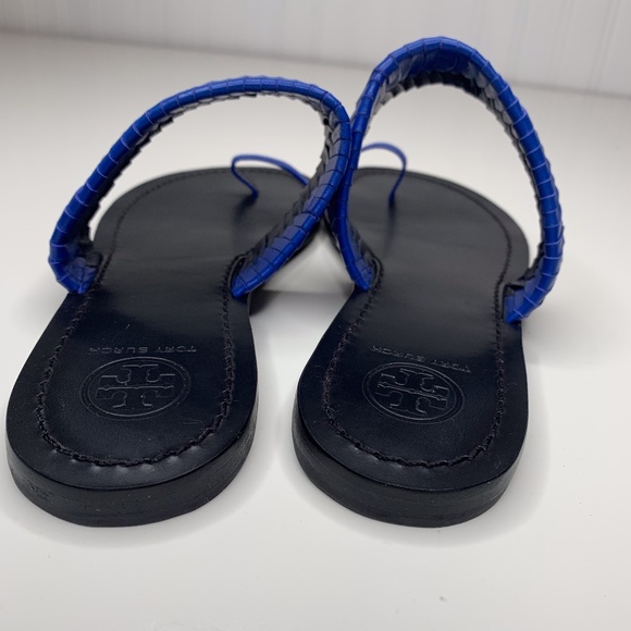SOLD Tory Burch Two Tone Woven Sandals Slides - Picture 3 of 8
